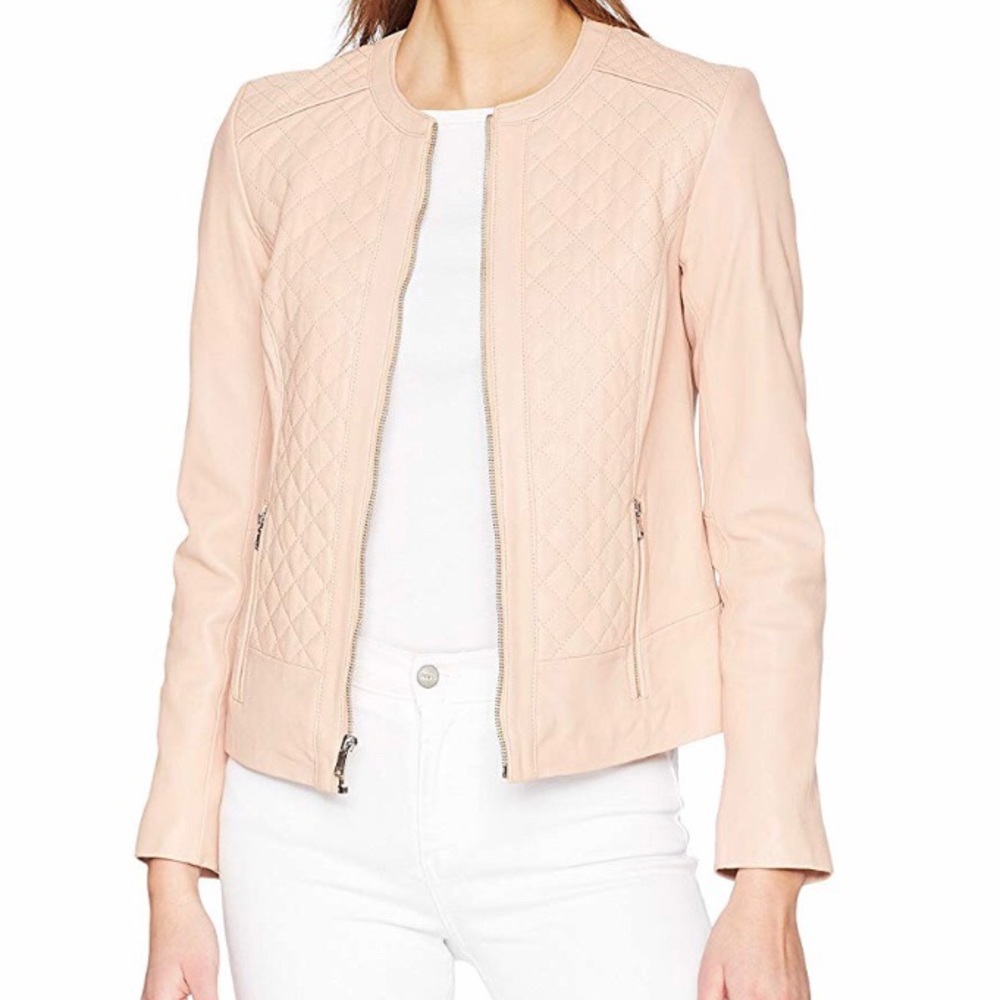 Cole Haan Like New Blush Lambskin Leather Jacket
